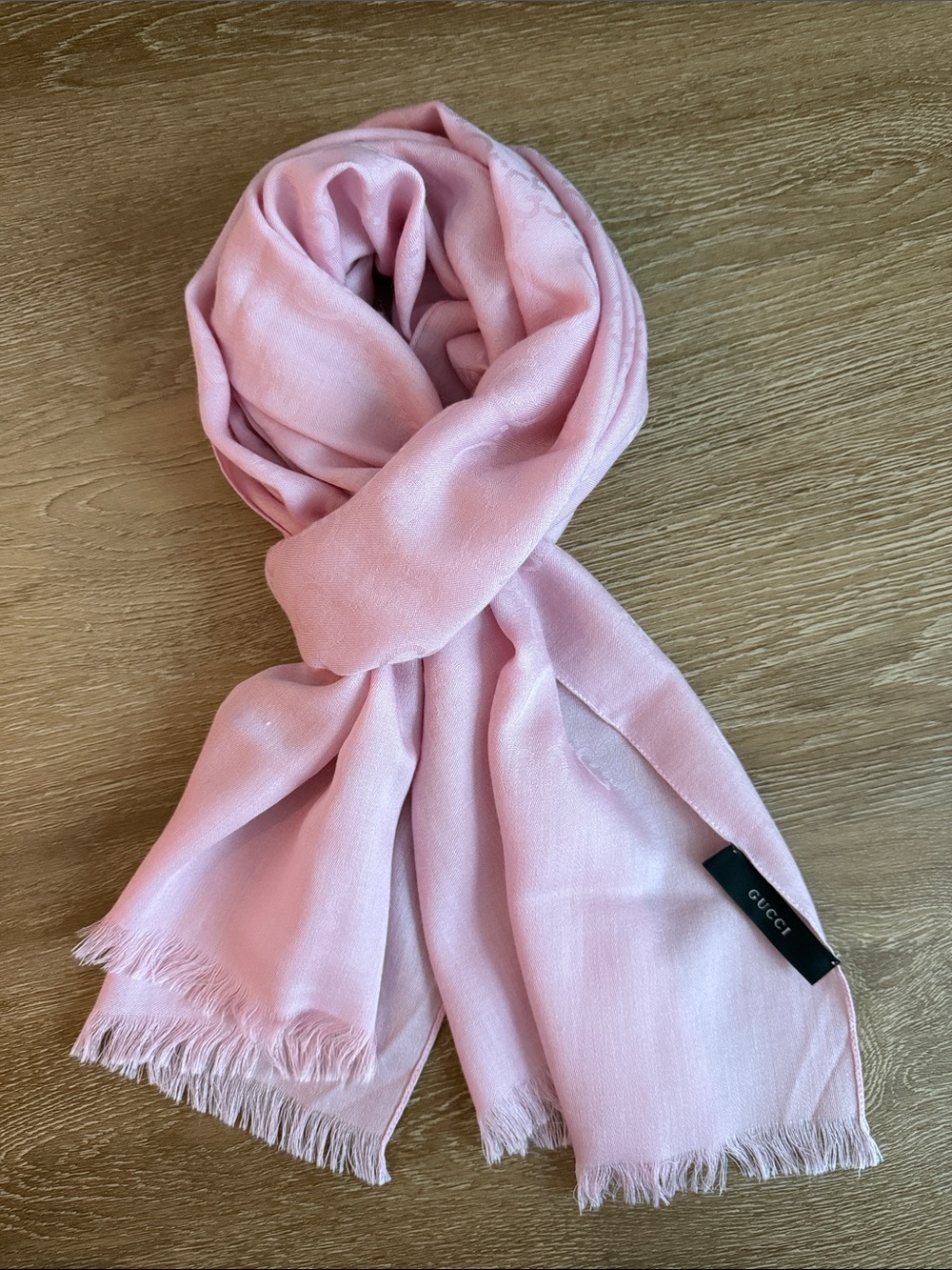 GUCCI Pink Wool/Silk Scarf, Made in Italy
